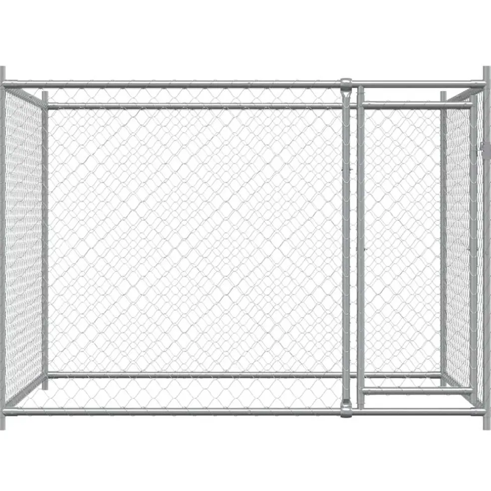 vidaXL Hondenhok met deur 2x2x1,5 m gegalvaniseerd staal grijs