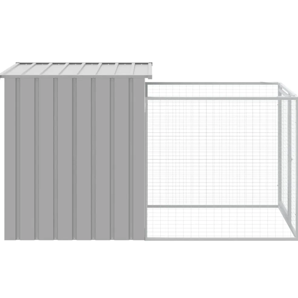 vidaXL Hondenhok met ren lichtgrijs 110x201x110 cm gegalvaniseerd staal