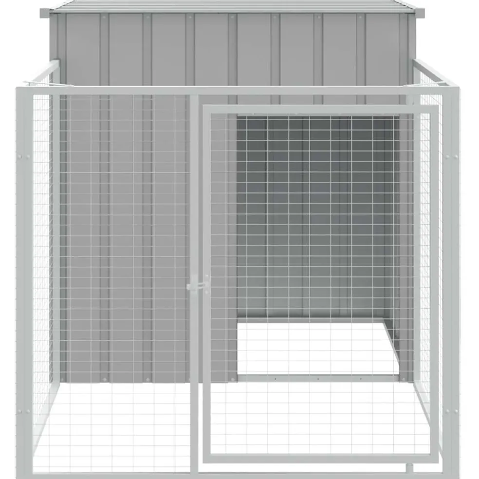 vidaXL Hondenhok met ren lichtgrijs 110x201x110 cm gegalvaniseerd staal