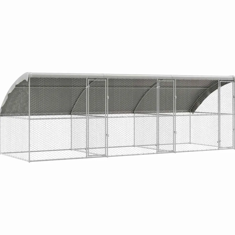 vidaXL Hondenhok 3 st Zilver 6 x 2 x 2 m Gegalvaniseerd staal