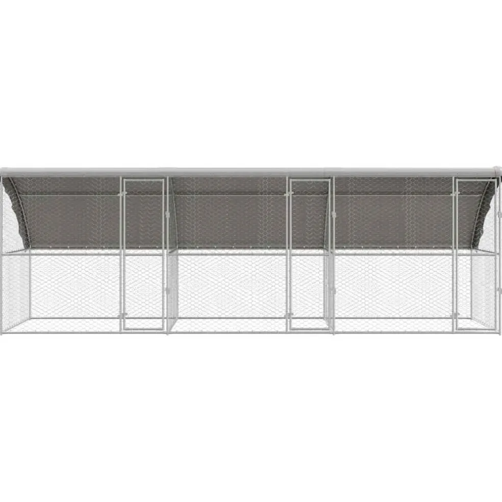 vidaXL Hondenhok 3 st Zilver 6 x 2 x 2 m Gegalvaniseerd staal