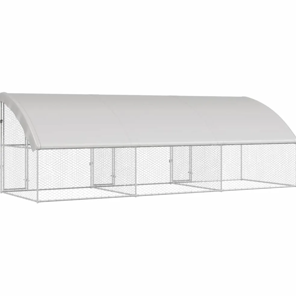 vidaXL Hondenhok 3 st Zilver 6 x 2 x 2 m Gegalvaniseerd staal