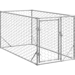 vidaXL Hondenhok voor buiten met deur 2x1x1 m gegalvaniseerd staal