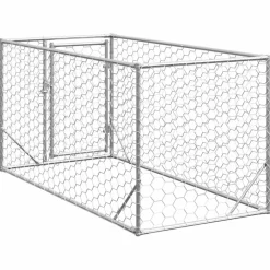 vidaXL Hondenhok voor buiten met deur 2x1x1 m gegalvaniseerd staal