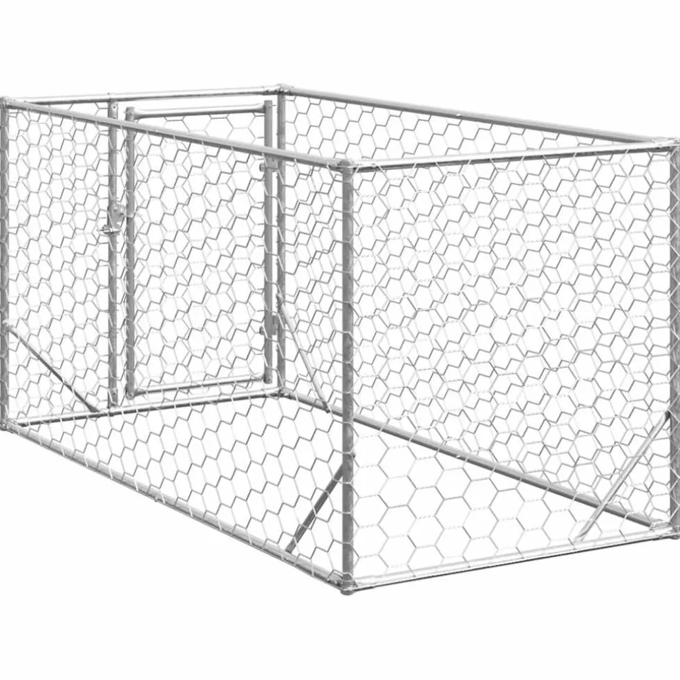 vidaXL Hondenhok voor buiten met deur 2x1x1 m gegalvaniseerd staal