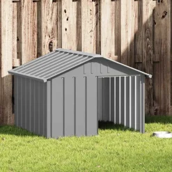 vidaXL Hondenhok 116,5x103x81,5 cm gegalvaniseerd staal grijs