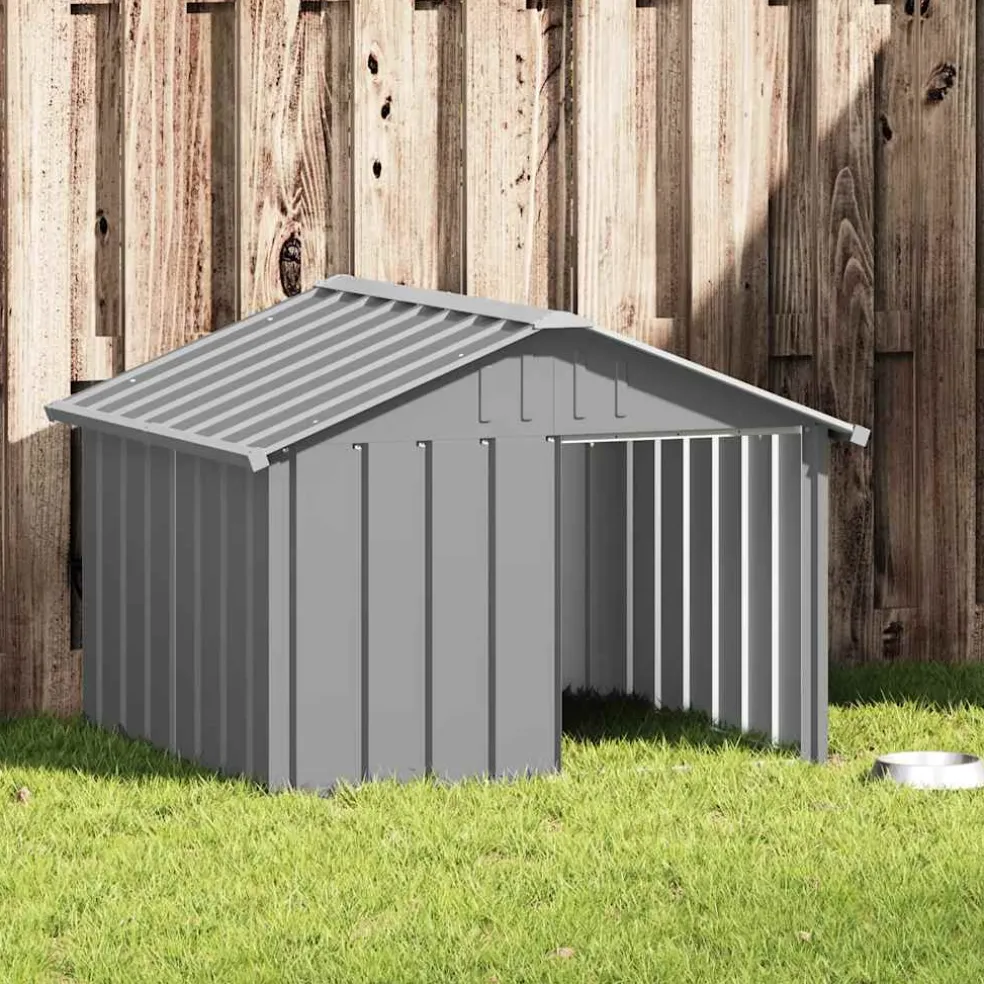 vidaXL Hondenhok 116,5x103x81,5 cm gegalvaniseerd staal grijs