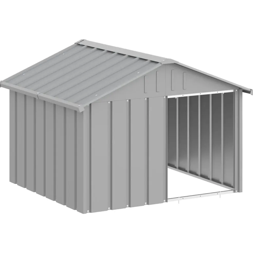 vidaXL Hondenhok 116,5x103x81,5 cm gegalvaniseerd staal grijs