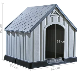 vidaXL Hondenhok 92x87x91 cm kunststof grijs