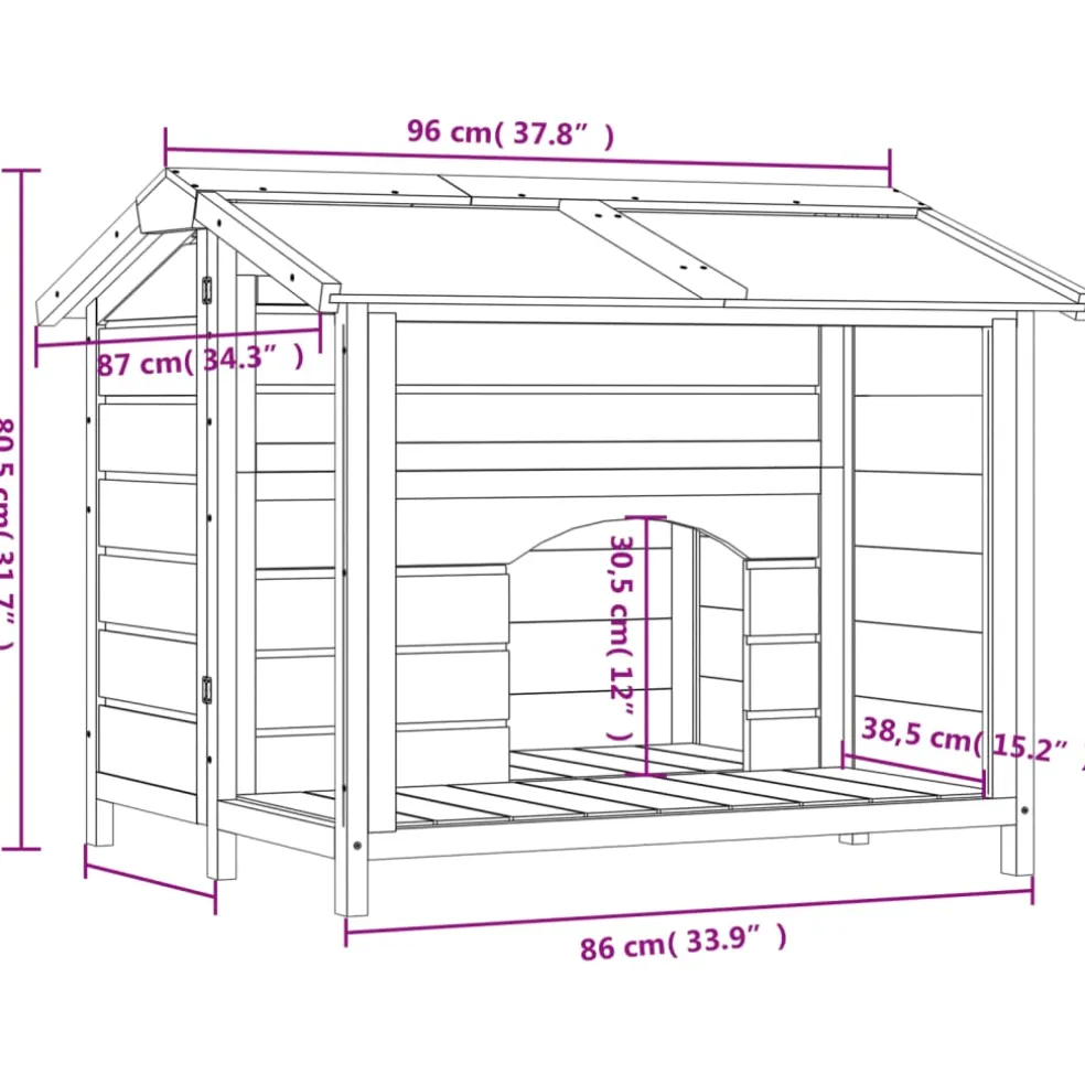 vidaXL Hondenhok 96x87x80,5 cm massief grenenhout mokkakleurig