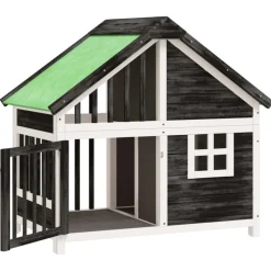vidaXL Hondenhok 96x60,5x87 cm massief grenenhout grijs