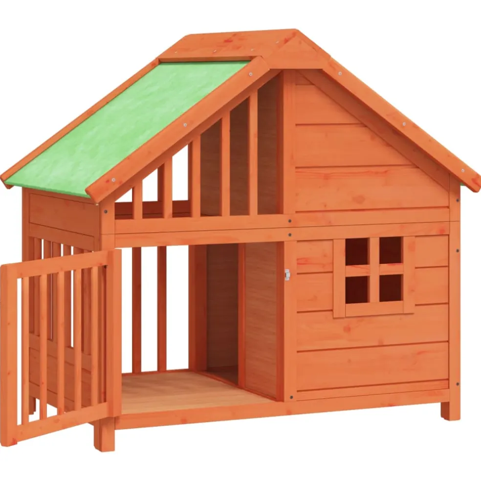 vidaXL Hondenhok 96x60,5x87 cm massief grenenhout bruin