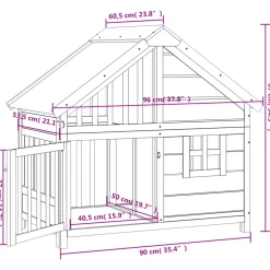 vidaXL Hondenhok 96x60,5x87 cm massief grenenhout bruin