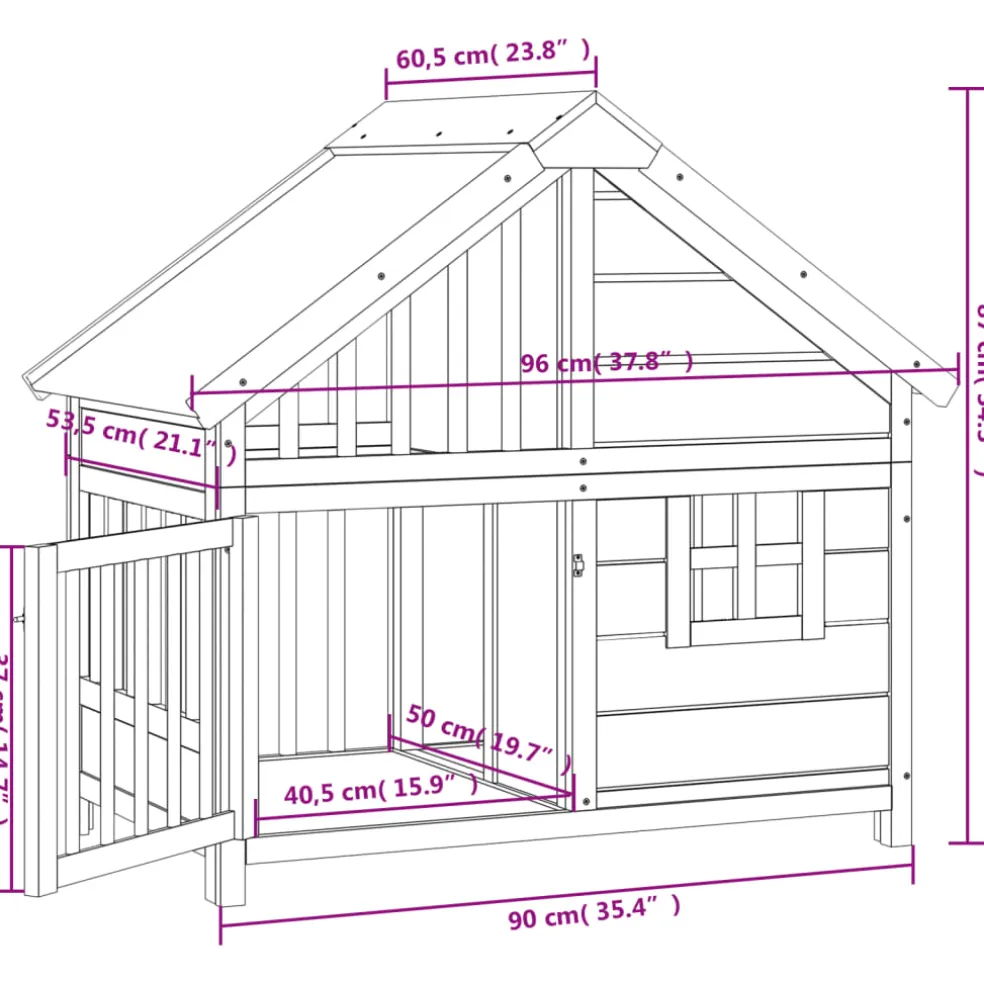 vidaXL Hondenhok 96x60,5x87 cm massief grenenhout bruin