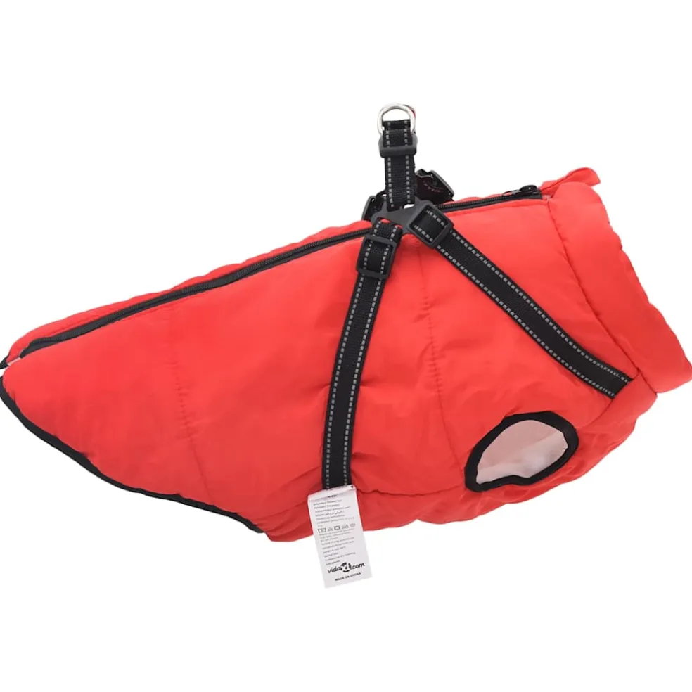 vidaXL Hondenjas met harnas waterdicht reflecterend rood L44