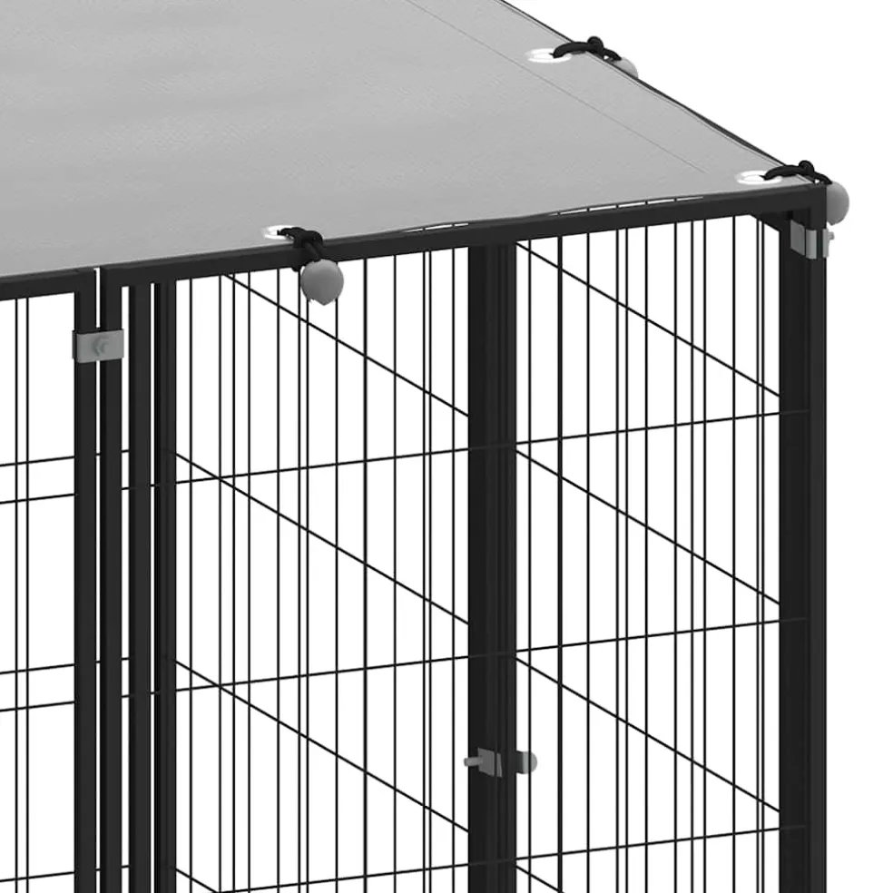 vidaXL Hondenkennel 4,84 m² staal zwart