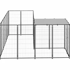 vidaXL Hondenkennel 4,84 m² staal zwart