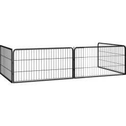 vidaXL Hondenkennel 4 panelen 100x50 cm gepoedercoat staal zwart