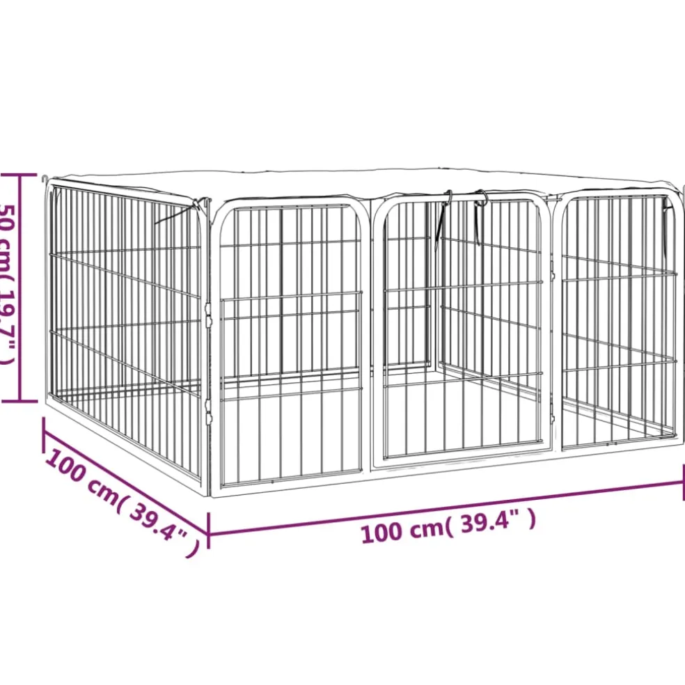vidaXL Hondenkennel 4 panelen 100x50 cm gepoedercoat staal zwart
