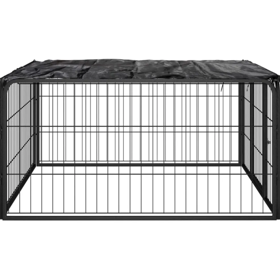 vidaXL Hondenkennel 4 panelen 100x50 cm gepoedercoat staal zwart