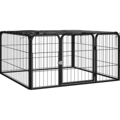 vidaXL Hondenkennel 4 panelen 100x50 cm gepoedercoat staal zwart
