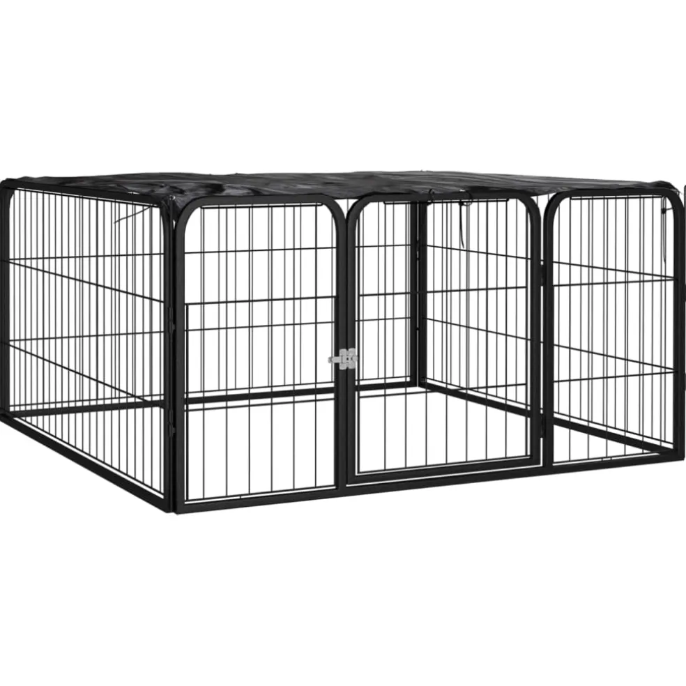 vidaXL Hondenkennel 4 panelen 100x50 cm gepoedercoat staal zwart