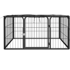 vidaXL Hondenkennel 4 panelen 100x50 cm gepoedercoat staal zwart