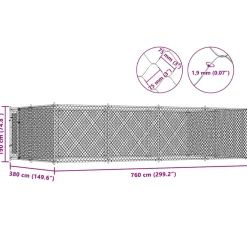 vidaXL Hondenkennel voor buiten 7,6x3,8x1,9 m