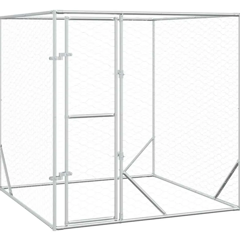 vidaXL Hondenkennel voor buiten 2x2x2 m gegalvaniseerd staal zilver