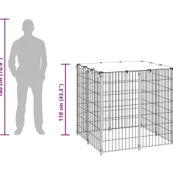 vidaXL Hondenkennel 110x110x110 cm staal zilverkleurig