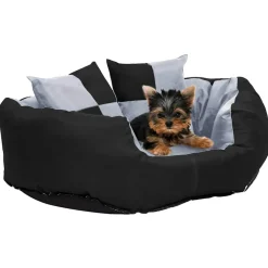 vidaXL Hondenkussen omkeerbaar en wasbaar 65x50x20 cm grijs en zwart