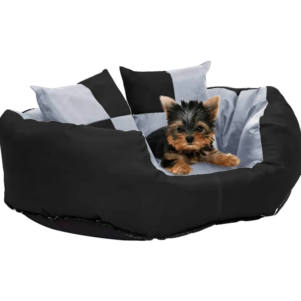 vidaXL Hondenkussen omkeerbaar en wasbaar 65x50x20 cm grijs en zwart