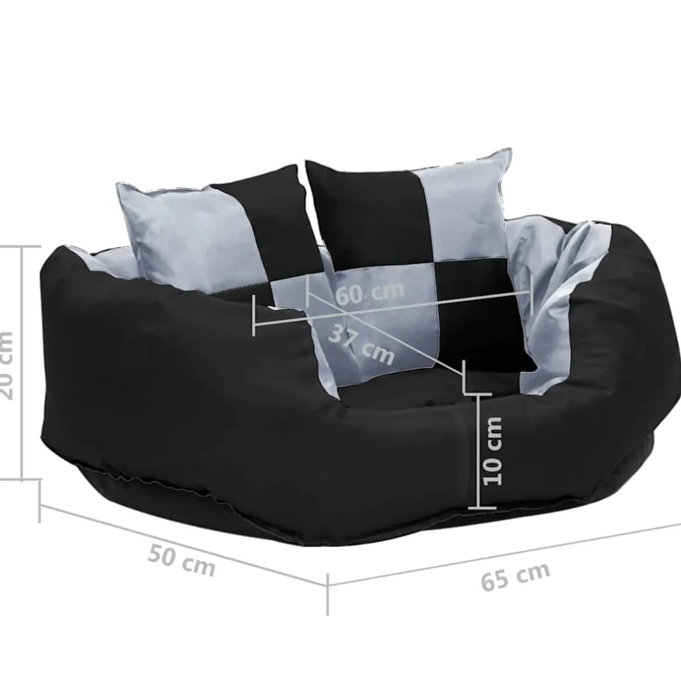vidaXL Hondenkussen omkeerbaar en wasbaar 65x50x20 cm grijs en zwart