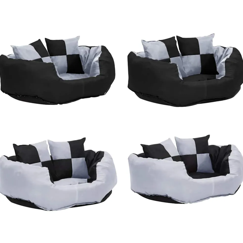 vidaXL Hondenkussen omkeerbaar en wasbaar 65x50x20 cm grijs en zwart