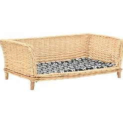 vidaXL Hondenmand met kussen 90x54x35 cm natuurlijk wilgen