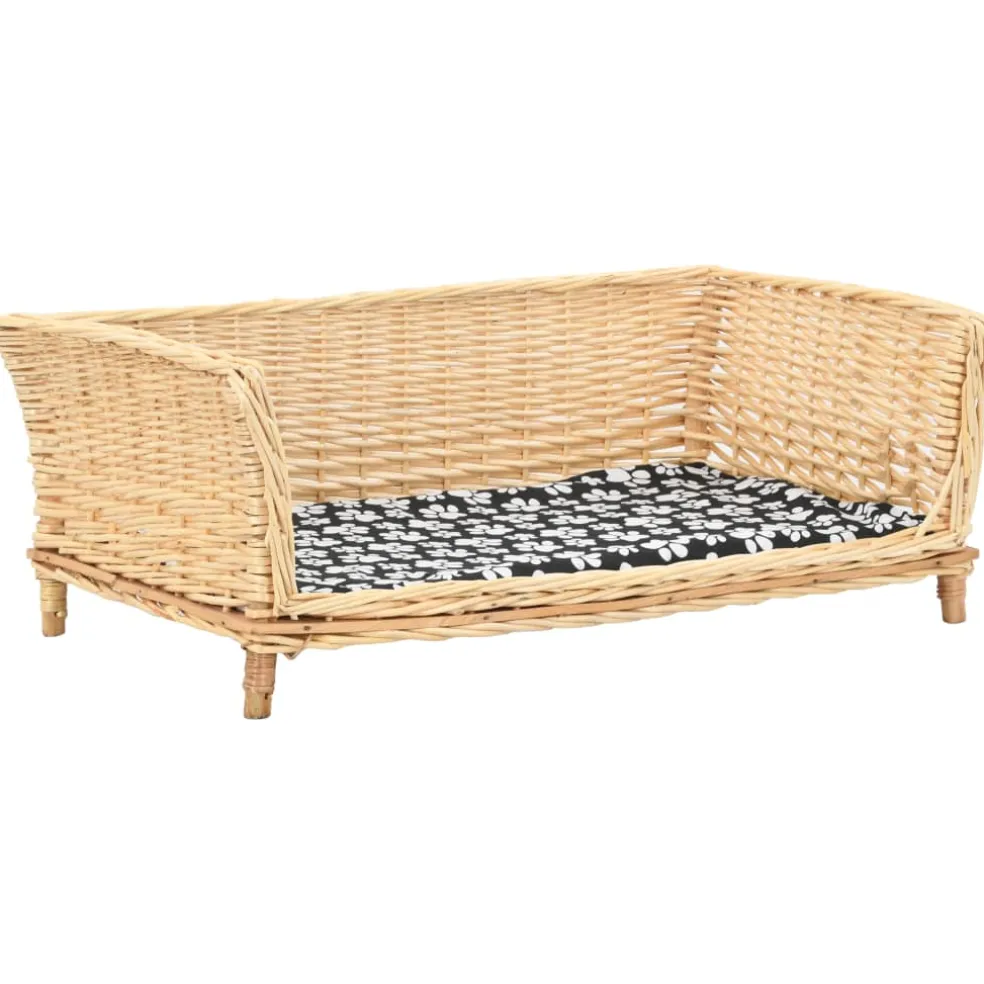 vidaXL Hondenmand met kussen 90x54x35 cm natuurlijk wilgen