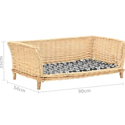 vidaXL Hondenmand met kussen 90x54x35 cm natuurlijk wilgen