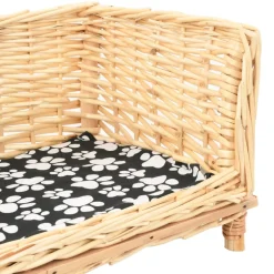 vidaXL Hondenmand met kussen 90x54x35 cm natuurlijk wilgen