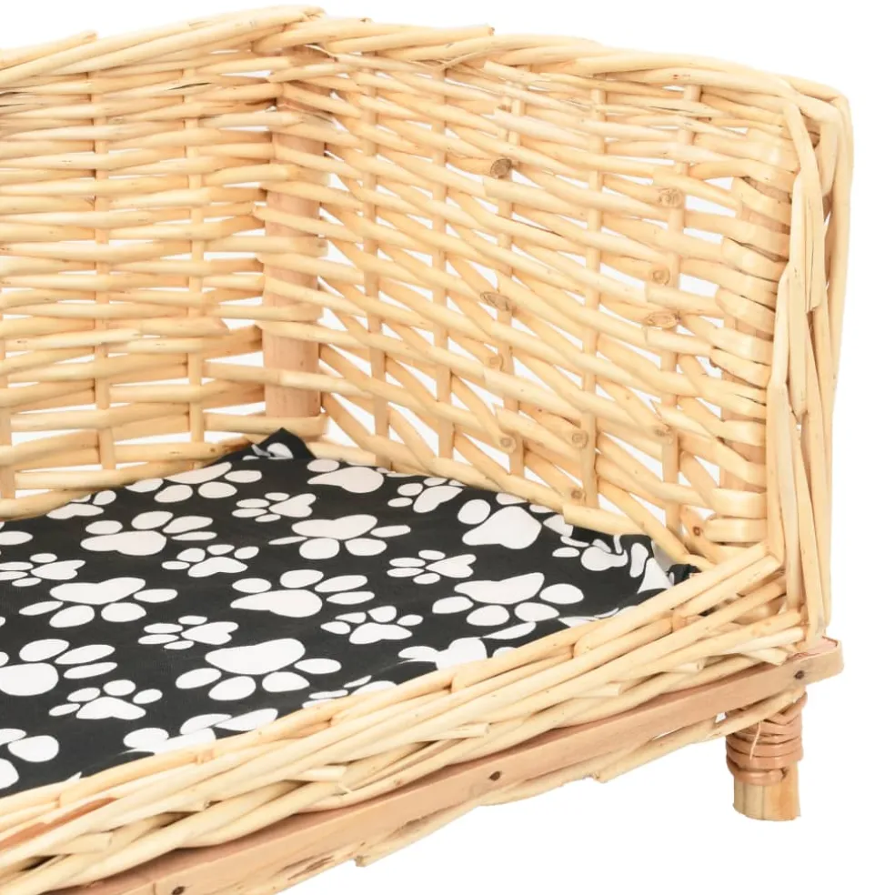 vidaXL Hondenmand met kussen 90x54x35 cm natuurlijk wilgen