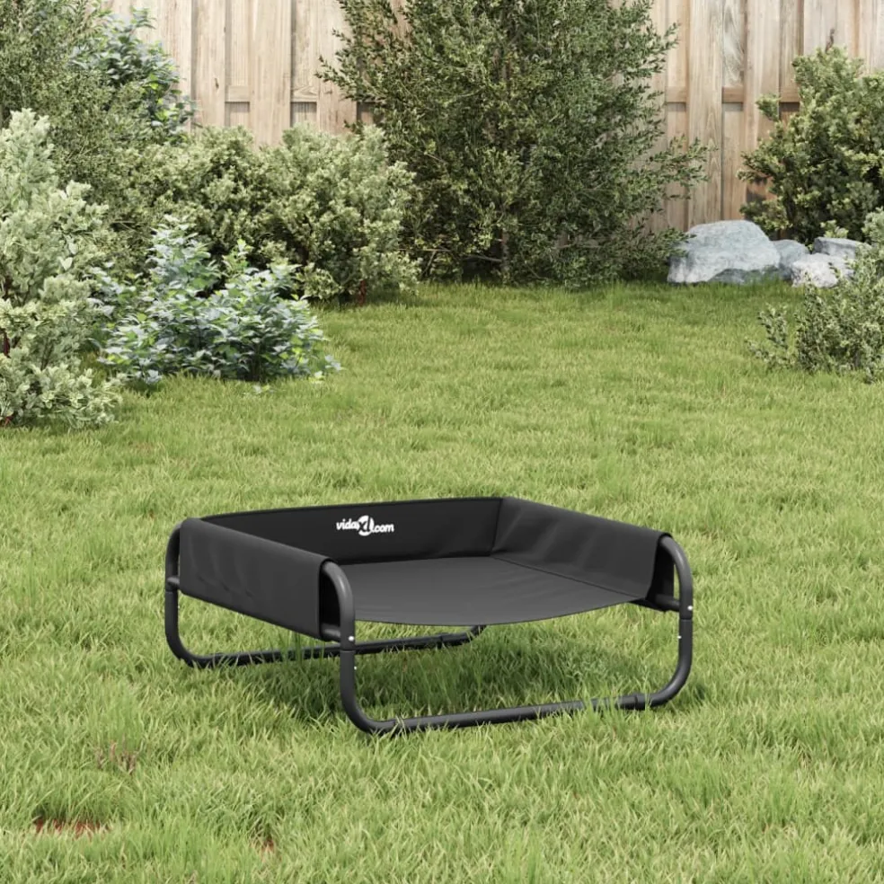 vidaXL Hondenmand verhoogd oxford stof en staal antracietkleurig