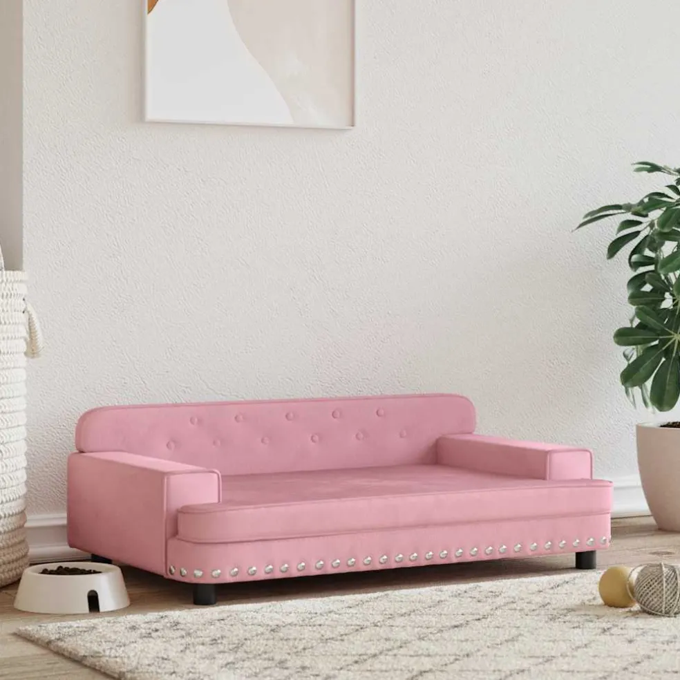 vidaXL Hondenmand 90x53x30 cm fluweel roze