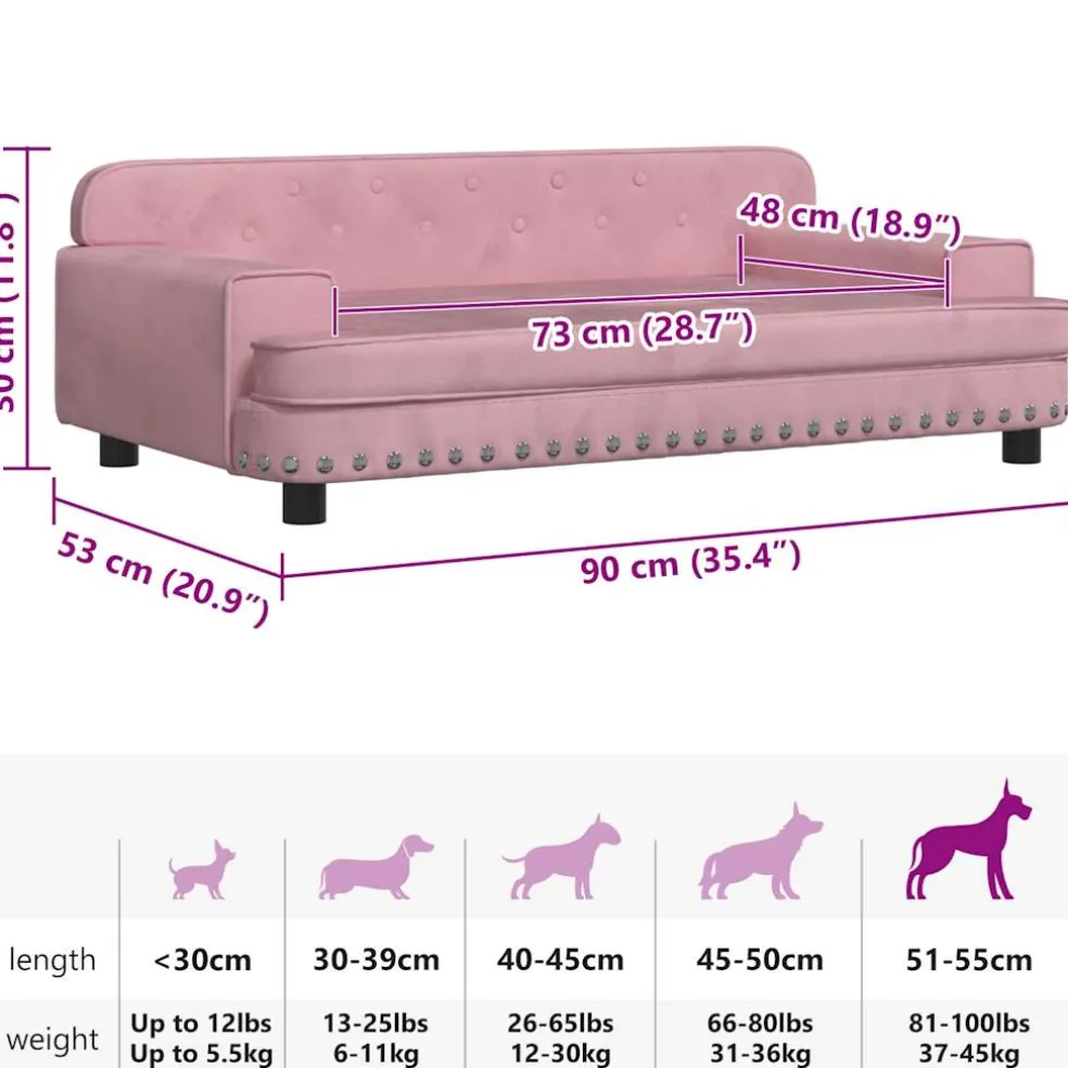 vidaXL Hondenmand 90x53x30 cm fluweel roze