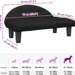 vidaXL Hondenmand 70x52x30 cm fluweel zwart