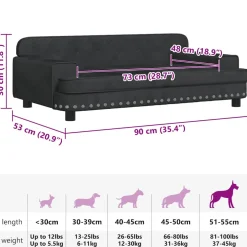 vidaXL Hondenmand 90x53x30 cm fluweel zwart