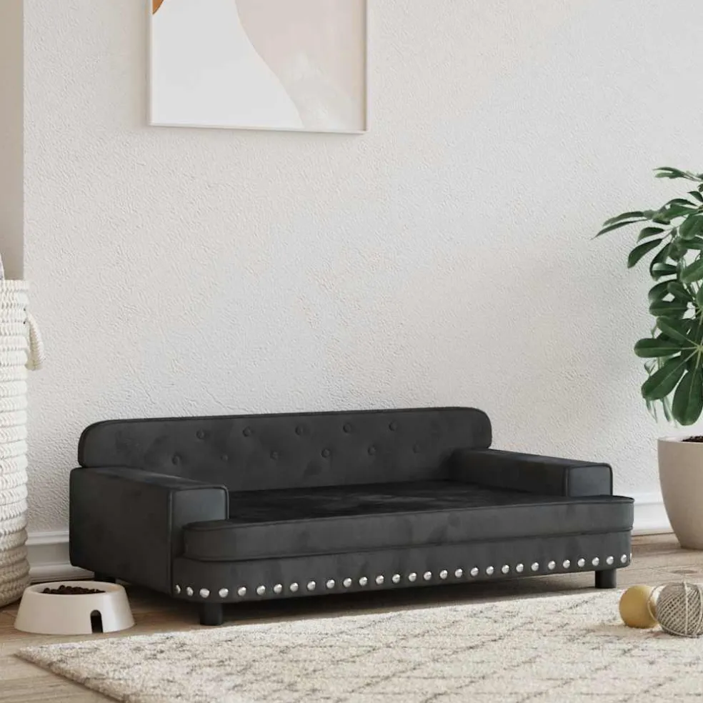 vidaXL Hondenmand 90x53x30 cm fluweel zwart