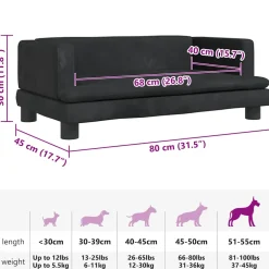 vidaXL Hondenmand 80x45x30 cm fluweel zwart