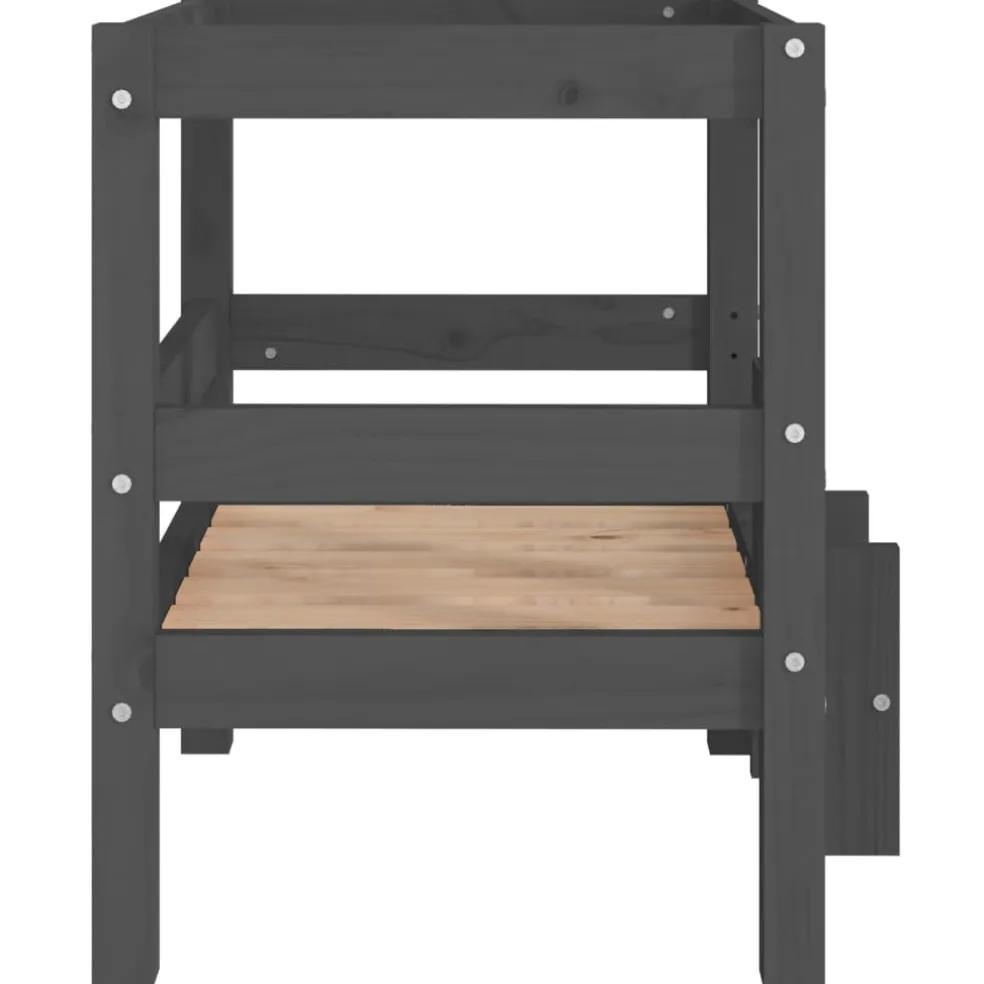 vidaXL Hondenmand 55,5x53,5x60 cm massief grenenhout grijs