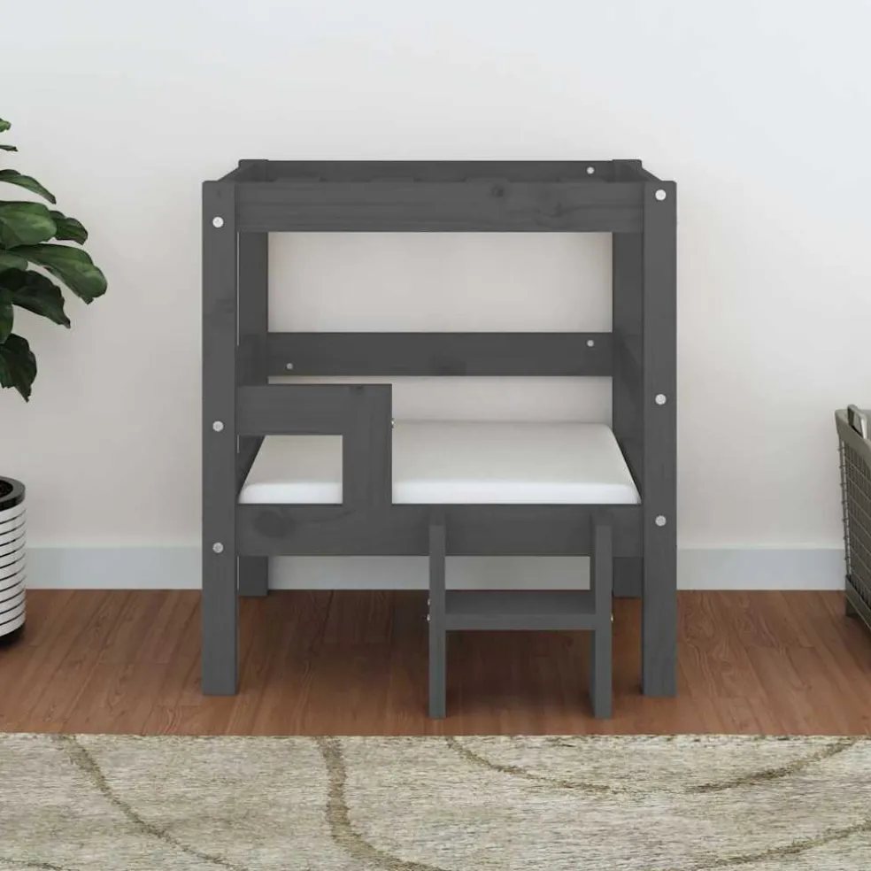 vidaXL Hondenmand 55,5x53,5x60 cm massief grenenhout grijs
