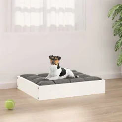 vidaXL Hondenmand 51,5x44x9 cm massief grenenhout wit