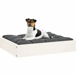 vidaXL Hondenmand 51,5x44x9 cm massief grenenhout wit